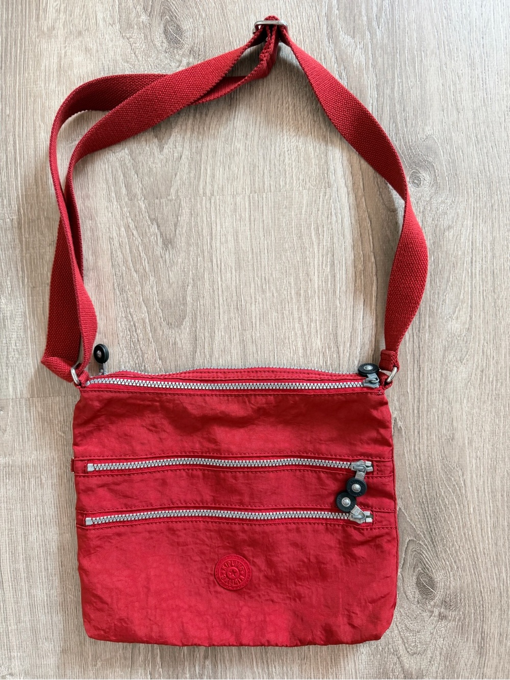 Kipling Red Nylon Crossbody Messenger Bag